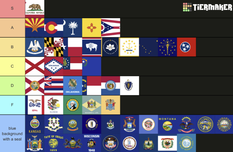The Good, the Bad, and the Blue Backgrounds with Seals On Them: U.S. State Flag Tier List